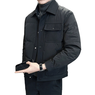 轻薄男士羽绒服冬季2025新款高级感正品90白鸭绒翻领加厚男装外套