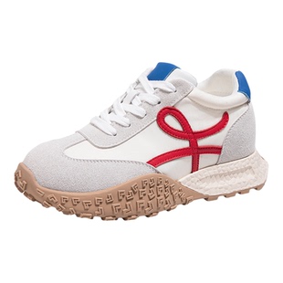 真皮德训鞋女款加绒小白鞋女厚底鞋休闲鞋运动鞋2025新款冬阿甘鞋