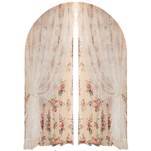 法式复古洛可可双层纱帘蕾丝公主风窗帘卧室客厅门帘隔断帘高级感