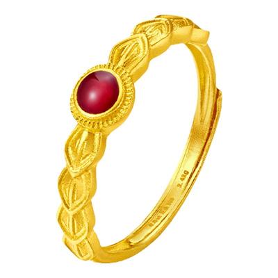 老庙富富有余红鎏彩龙鳞戒指