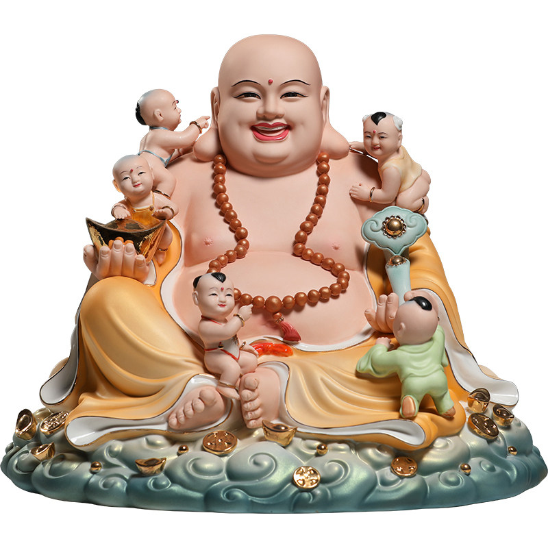 微美陶瓷五子弥勒摆件