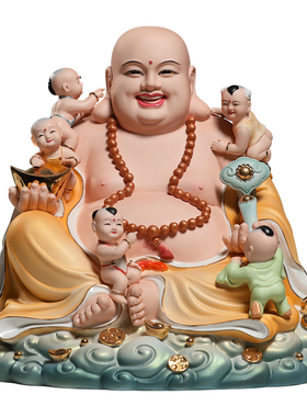 微美陶瓷五子弥勒摆件