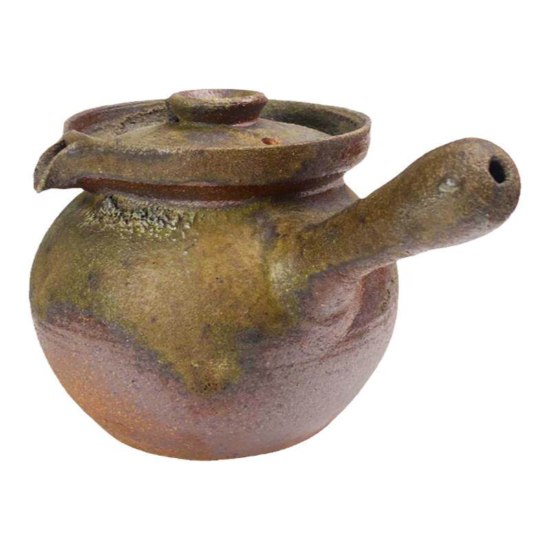 云南手工柴烧粗陶煮茶罐围炉煮茶奶茶陶罐侧把土陶炭火土陶壶