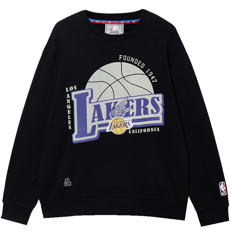 【纯棉】杰克琼斯NBA联名湖人队秋季男装卫衣圆领宽松长袖潮上衣