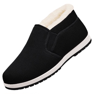 老北京布鞋男官方旗舰店冬季加绒保暖羊毛2025秋老人新款加厚棉鞋