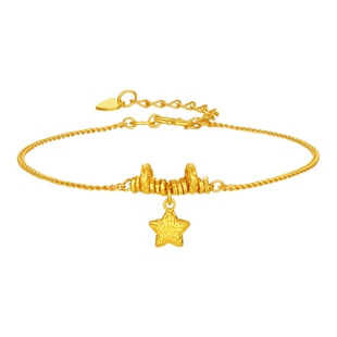 潮宏基好事发生陨石星星足金手链5G黄金爆闪碎金妇女节女 计价