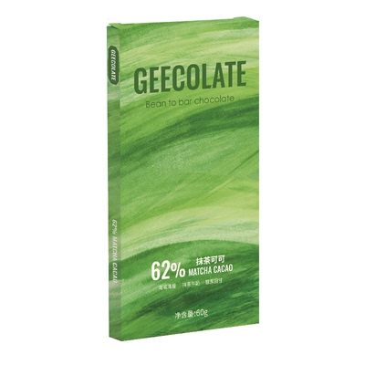 GEECOLATE特调抹茶巧克力62%抹茶可可森林清香茶甘香醇厚回甘60g
