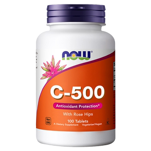 now foods维生素C高浓度500mg维他命VC玫瑰果润白进口100片诺奥