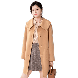 vilan/慧兰轻奢时髦双面呢羊毛呢大衣女款2025新款学院风毛呢外套