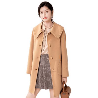 轻奢时髦双面呢羊毛呢大衣女款