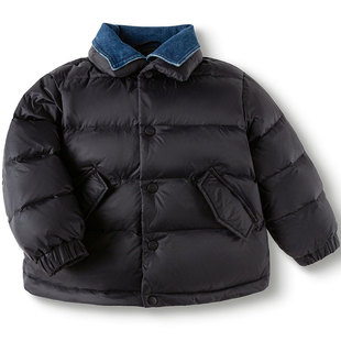 巴拉巴拉男童羽绒服小童宝宝洋气牛仔拼接外套冬装2024新款童装潮