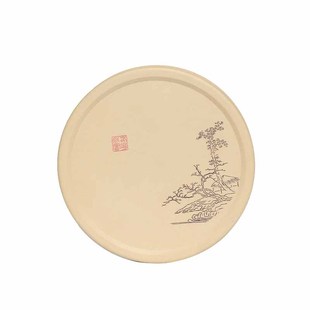 云南建水紫陶壶承白泥壶杯垫摆件迷你干泡台盖碗茶承非紫砂青花