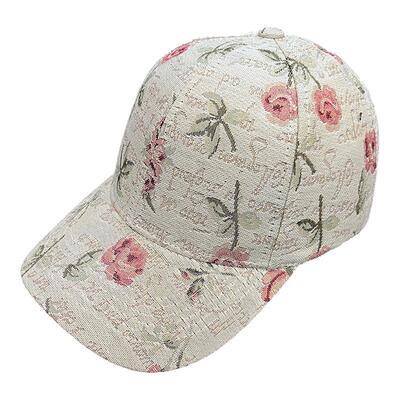 帽子女款2026新款复古玫瑰印花棒球帽春秋季户外大头围硬顶鸭舌帽