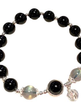 仿黑曜石水晶手链女款转运珠手串