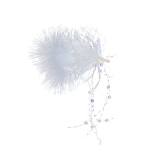 超仙白色羽毛流苏水晶发夹女童精致公主生日头饰表演夹子儿童发饰