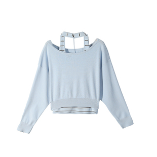 挂脖吊带背心春季新款套头针织衫两件套女宽松显瘦春款上衣女短款