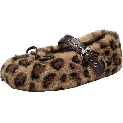 EBLAN/伊伴豹纹内增高玛丽珍鞋女