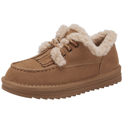 热风加绒毛毛鞋女2025年冬季新款保暖加厚雪地靴杏色百搭纯色棉鞋