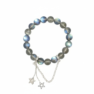 PawPaw几只爪原创【星河之泪】天然7A收藏级强光七彩灰月光手链