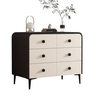 全实木斗柜三六八斗客厅卧室收纳柜现代奶油风整装皮质储物柜轻奢