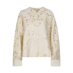 naivee纳薇长袖真丝浮雕提花上衣新中式国风女装2025新款外套女秋