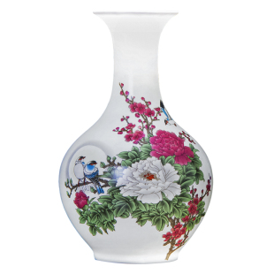 景德镇陶瓷器摆件花瓶插花办公室中式客厅酒柜博古架电视柜装饰品