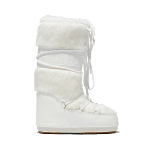 Moon Boot经典款男女同款不分左右白色ICON人造皮毛高筒雪地靴