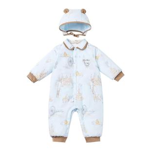 全棉时代婴儿衣服加厚连体衣秋冬新生儿满月宝宝衣服保暖加厚棉服