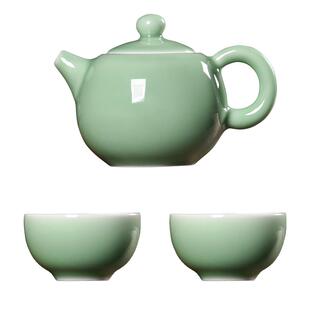 青瓷茶壶西施壶一壶两杯泡茶壶龙泉冰裂陶瓷功夫茶具泡茶中式茶具
