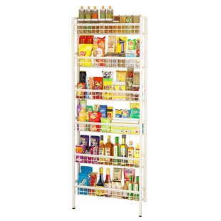 厨房门后超薄置物架落地多层免打孔壁挂铁艺架子省空间小窄收纳架