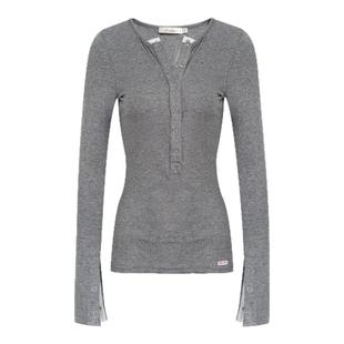 陈都灵王楚然同款 Liilou  蕾丝拼接修身假两件内搭长袖打底上衣