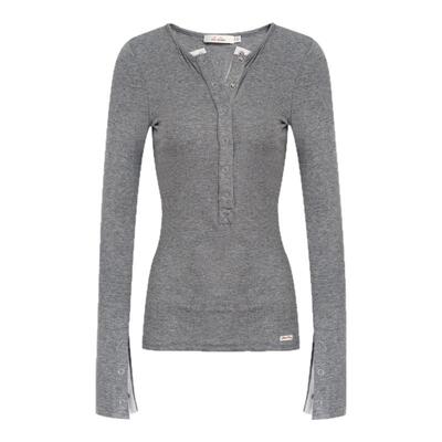 蕾丝拼接修身打底假两件