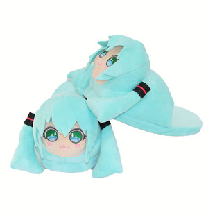 二次元初音miku棉拖鞋男女室内居家cosplay道具拍照毛绒棉鞋周边