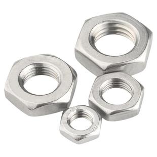304不锈钢细牙螺母扁薄六角螺帽细丝螺丝帽M6M8M10M12M14M16-M30