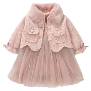 女童冬季连衣裙2025新款洋气儿童冬装公主裙小香风套装水貂绒裙子