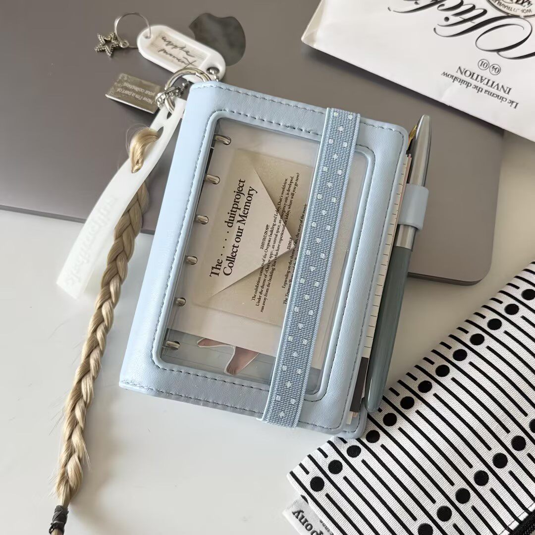 thumbnail for Blue color egg A7 leather notebook loose-leaf book detachable ins high-value notebook portable diary notebook