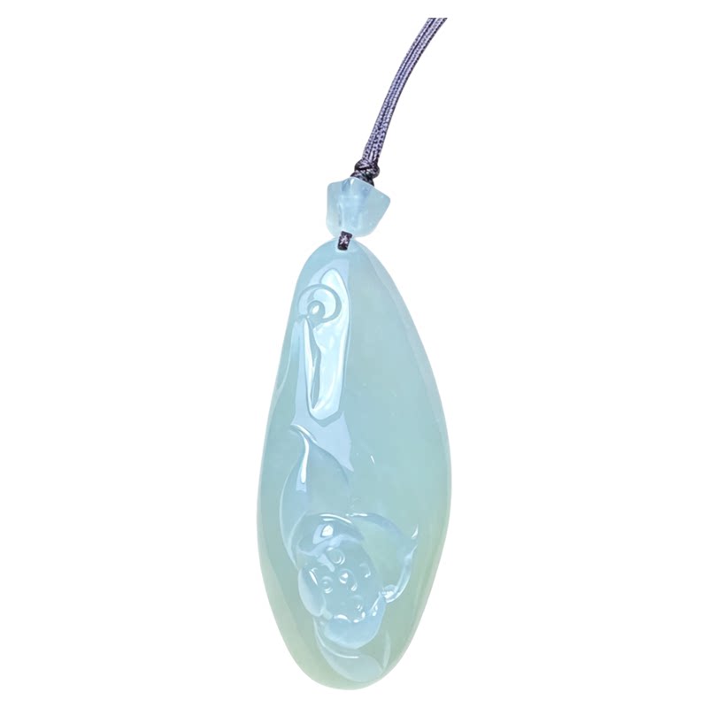 翠贵人冰种莲花禅悟佛如意吊坠