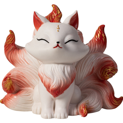 九尾狐陶瓷可爱小狐狸茶宠摆件