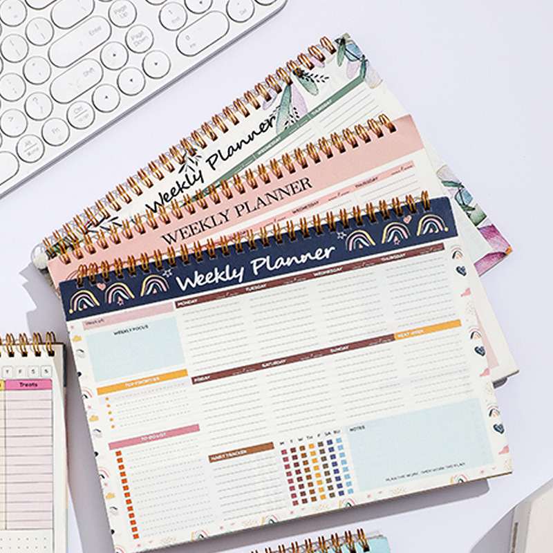 跨境B5英文周计划线圈时间工作生活本打卡膳食规划者本管理记录册