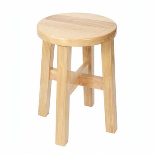 实木圆凳中式加粗卯榫高脚凳饮食店餐馆商用餐桌凳45CM原木板凳