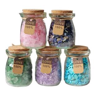 天然水晶许愿瓶许愿石消磁石碎石粉水晶紫水晶白水晶石榴石原石碗