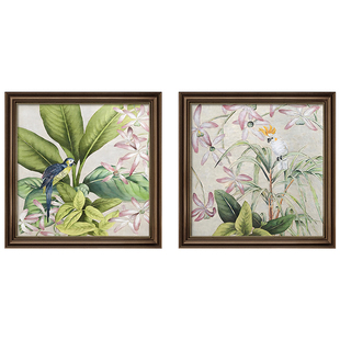 卧室床头装饰画美式主卧房间高级感挂画客厅餐厅复古花鸟温馨油画