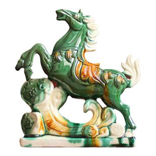 唐三彩马到成功陶瓷马摆件飞黄腾达办公室客厅装饰品工艺品礼品