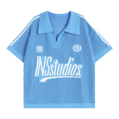 INSstudios镂空网眼V领罩衫短袖