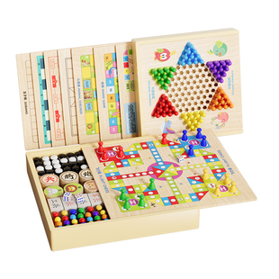 多合一小学生爆火飞行棋五子棋跳跳棋类儿童版多功能棋盘益智套装