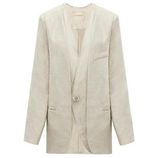 ^@^COCOBELLA假两件亚麻西装+马甲+休闲裤+条纹衬衫SI3001-3