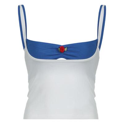 WEEKEEP【炫彩斑斓】玫瑰花针织假两件吊带 + 色彩字母印花梭织裤