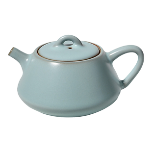东道汝窑馆藏纪念款茶具茶壶客厅招待送礼陶瓷茶壶 石瓢壶 天青色