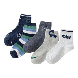 【五双装】嘟嘟家儿童袜子春秋款男童中筒袜时髦女童短袜洋气春款