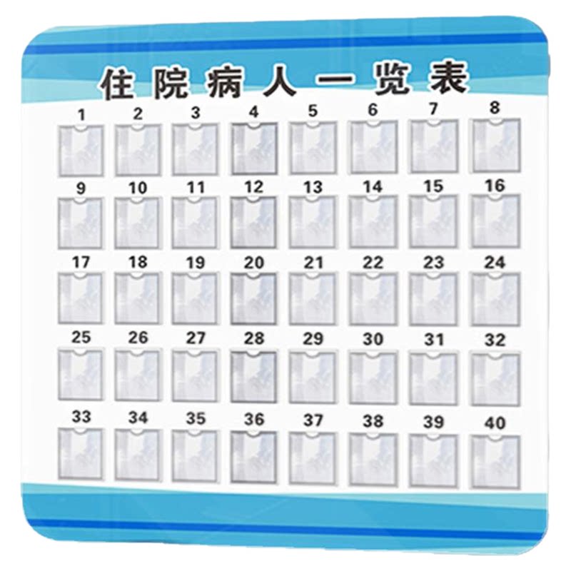 住院病人一览表公示栏医院诊所患者病人登记卡信息卡片亚克力牌